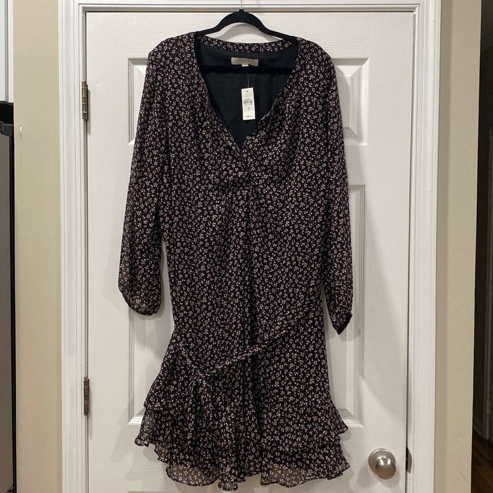 Lane Bryant Black Floral Self Tie Dress - size 20 NWT